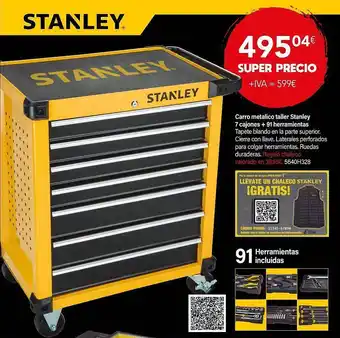 Cadena88 Carro metalico taller stanley 7 cajones + 91 herramientas oferta