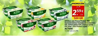 Maskom Supermercados Bifidus con fresa-frutos del bosque-pera-mango-arandanos-0% melocotón-0% ciruela-piña 0% kiwi-0% frutos rojos activia oferta