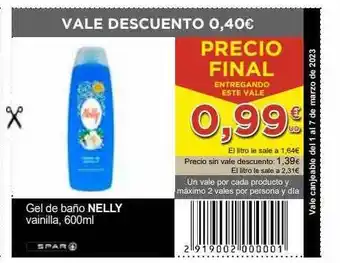 SPAR Gel de baño nelly vainilla oferta