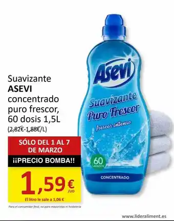 SPAR Suavizante asevi concentrado puro frescor, 60 dosis oferta