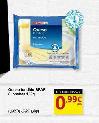 SPAR Queso fundido spar 8 lonchas oferta