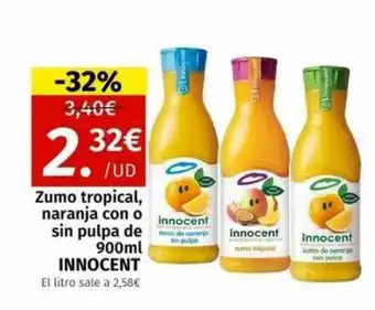 Maskom Supermercados Zumo tropical, naranja con o sin pulpa de 900ml innocent oferta