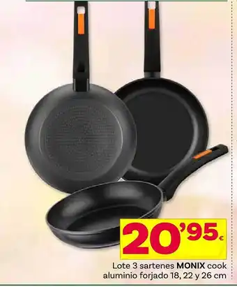 Supermercados Dani Lote 3 sartenes monix cook aluminio forjado 18 oferta