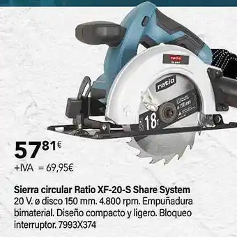 Cadena88 Sierra circular ratio xf-20-s share system oferta