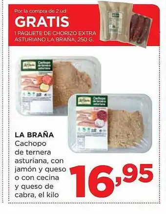 Alimerka La braña cachopo de ternera asturiana, con jamón queso o con cecina y queso de cabra, el kilo oferta