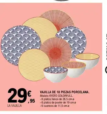 E.Leclerc Vajilla de 18 Piezas Porcelana oferta