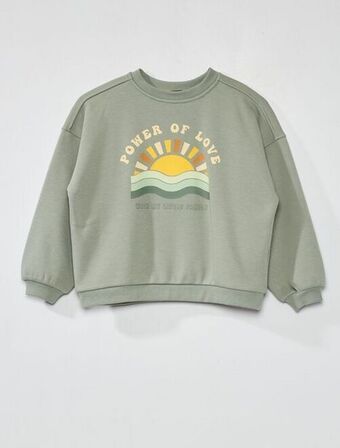 Kiabi Sudadera estampada de felpa con cuello redondo oferta