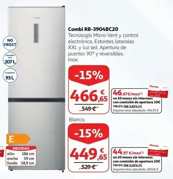 Alcampo Frigorífico combi hisense oferta