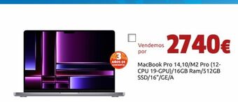 CeX Macbook pro 14,10/m2 pro (12-cpu 19-gpu)/16gb ram/512gb ssd/16"/ge/a oferta