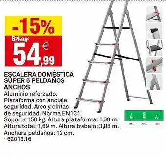 Bricoking Escalera doméstica súper 5 peldaños anchos oferta