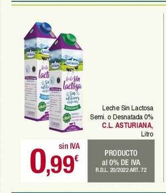 Masymas Leche sin lactosa semi. o desnatada 0% c.l. asturiana oferta