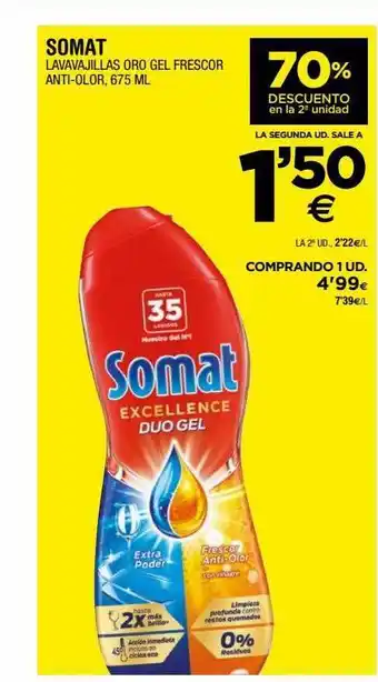 BM Supermercados Somat lavavajillas oro gel frescor anti-olor oferta