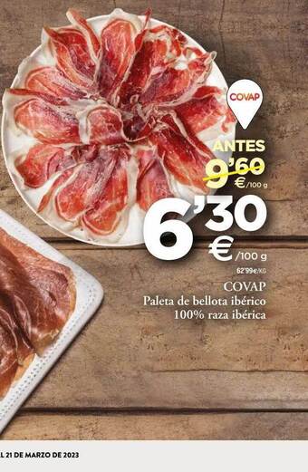 BM Supermercados Covap paleta de bellota ibérico 100% raza ibérica oferta