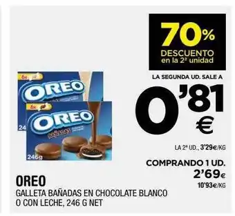 BM Supermercados Oreo galleta bañadas en chocolate blanco o con leche oferta