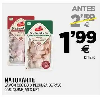 BM Supermercados Naturarte jamón cocido o pechuga de pavo oferta