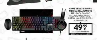 Game Game pk420 rgb 4in1 mechanical gaming set-pack gaming teclado mecánico. ratón+auriculares alfombrilla 49% consigue 1000 pun oferta