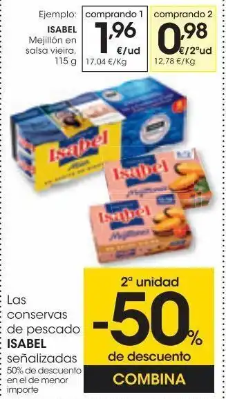 Eroski Isabel mejillón en escabeche 8/12 piezas 115 g oferta