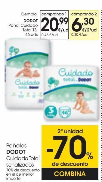 Eroski Dodot pañal cuidado total t3 46u oferta