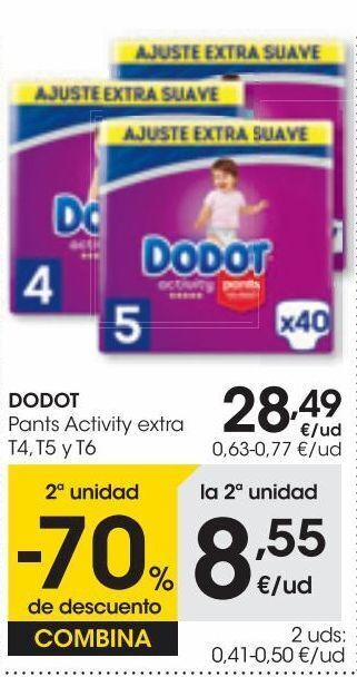 Eroski Dodot pants infantil activity extra talla 4 45 uds oferta