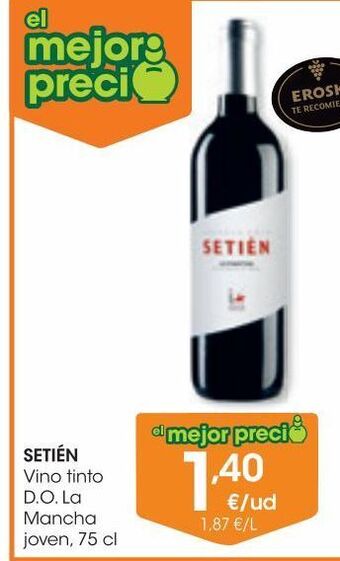 Eroski Setien vino tinto d.o. la mancha joven 0,75 l oferta