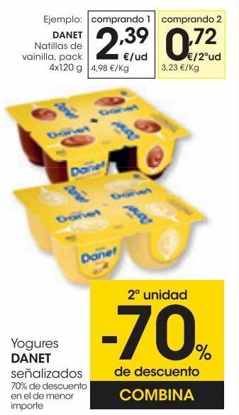 Eroski Danet natillas de vainilla pack 4x120 g oferta