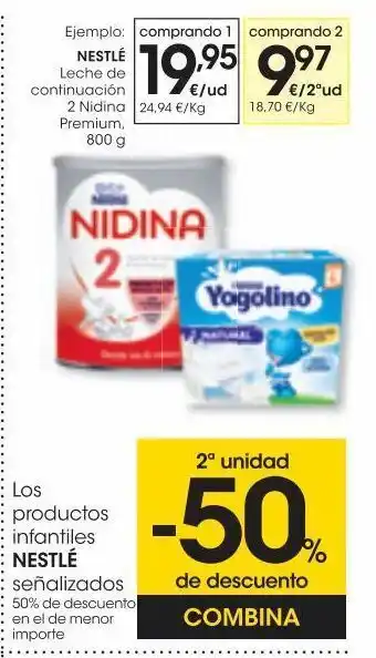 Eroski Nestlé leche de continuación nidina premium 2 800 g oferta