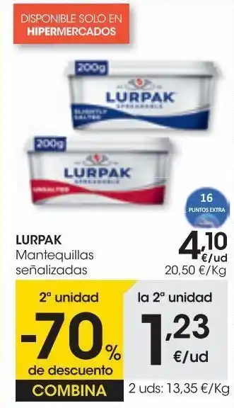 Eroski Lurpak mantequilla sin sal fácil de untar 200 g oferta