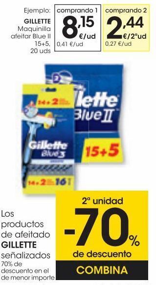 Eroski Gillette maquinilla afeitar blue ii 15+5 20 uds oferta