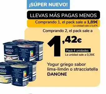 Supeco Yogur griego sabor lima-limón o stracciatella danone oferta