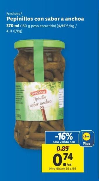 Lidl Pepinillos freshona oferta