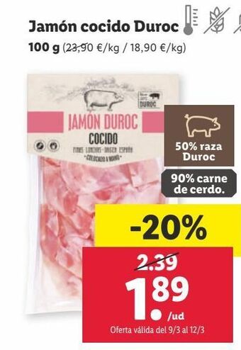 Lidl Jamón cocido oferta