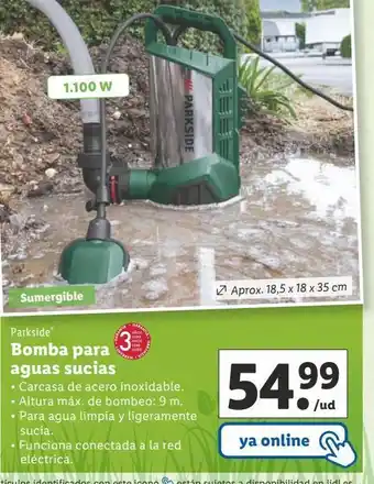 Lidl Bomba de agua parkside oferta