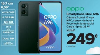 Carrefour Oppo smartphone libre a96 oferta