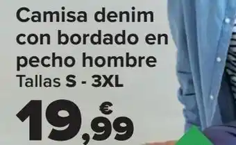 Carrefour Camisa denim con bordado en pecho hombre oferta