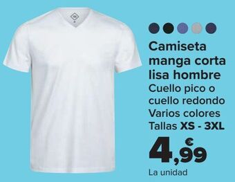 Carrefour Camiseta manga corta lisa hombre oferta