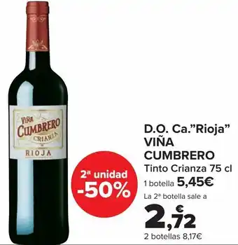 Carrefour D.o.ca. ''rioja'' viña cumbrero tinto crianza oferta
