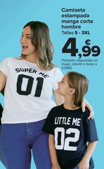 Carrefour Camiseta estampada manga corta hombre oferta