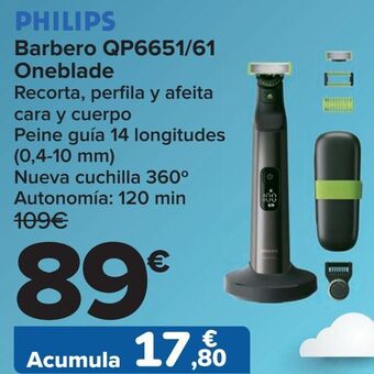 Carrefour Philips barbero qp6651/61 oneblade oferta