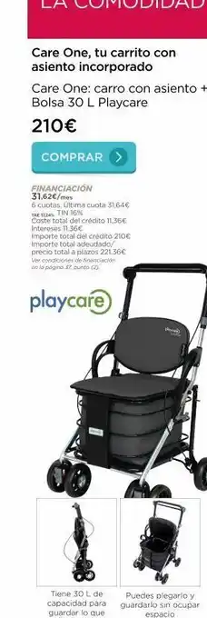 La tienda en casa Care one, tu carrito con asiento incorporado care one: carro con asiento + bolsa 30 l playcare 210€ comprar > financiació oferta