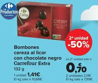 Bombones cereza al licor con chocolate negro carrefour extra
