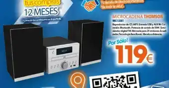 Master Cadena Microcadena thomson mic122bt reproductor de cd, mp3. entrada usby aux in. co-nexión bluetooth. potencia de sonido de 50w. s oferta