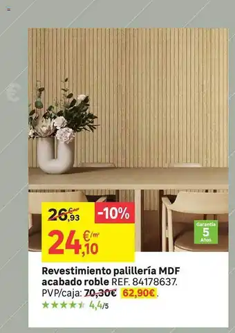 Leroy Merlin Revestimiento palillería mdf acabado roble oferta