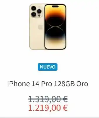 K-tuin Nuevo iphone 14 pro 128gb oro 1.319,00 € 1.219,00 € oferta
