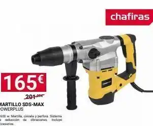 Chafiras 165€ 207.00€ martillo sds-max powerplus 1.600 w. martilla, cincela y perfora. sistema de reducción de vibraciones incluye oferta