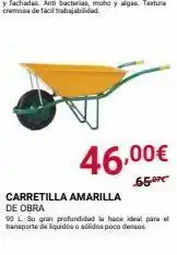 Chafiras 46,00€ 65.⁰ carretilla amarilla de obra 90 l su gran profundidad la hace ideal para el transporte de liquidos o sólidos po oferta