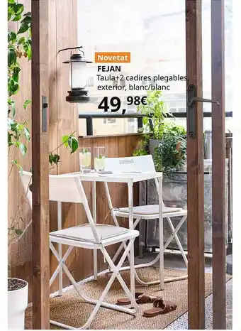 IKEA Fejan taula+ 2 cadires plegables exterior, blanc blanc oferta