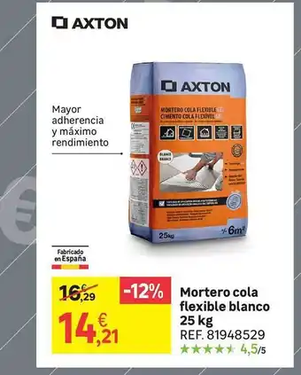Leroy Merlin Mortero cola flexible blanco 25kg axton oferta