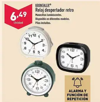 ALDI Krontaler reloj despertador retro oferta