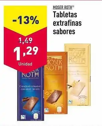 ALDI Moser roth tabletas extrafinas sabores oferta
