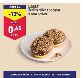 ALDI El horno berlina rellena de cacao oferta